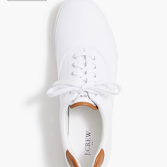 J. Crew White Canvas Lace-up Sneakers Size 9 M NWT Brand New!! - Picture 2 of 9